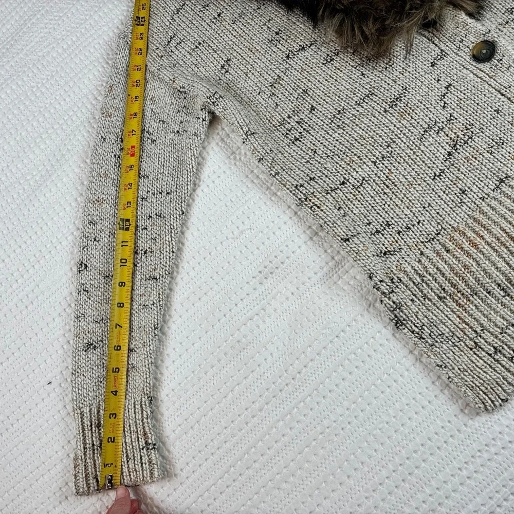 NWT Lane Bryant Cardigan Sweater Removable Faux Fur Trim 18/20 Chunky Wool Blend